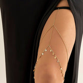 Arzonai SEXY BEACH FRINGE HEART BODY CHAIN SIMPLE DOUBLE LAYER CHAIN ELASTIC THIGH CHAIN for women and Girls